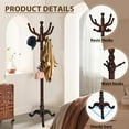 thumbnail image 6 of Solid Wooden Coat Racks Freestanding, Heavy Duty Coat Rack Stand with 11 Hooks， Natural Birch Wood Coat stands with Triangle Base, Coat Hanger Standing for Entryway Bedroom Office (Antique triangle), 6 of 8