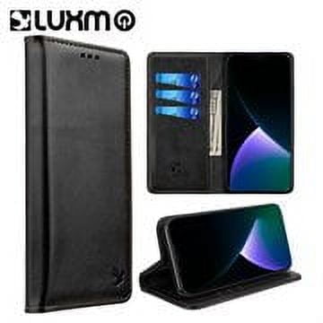 GSA Gentleman Magnetic Flip Leather Wallet Case For iPhone 14 Pro (6.1") - BLACK