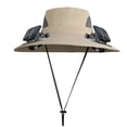 thumbnail image 2 of Yardvibe Wide Brim Solar Fan Hat for Men Women, 19.2"-22.4" Men's Solar Powered Hat with 2 Fans, Outdoor Fishing Beach Sun Hat, Waterproof Removable Hat for Him Her (Khaki), 2 of 5