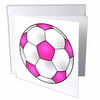 3dRose Pink Soccer Ball, Greeting Cards, 6 x 6 inches, set of 12