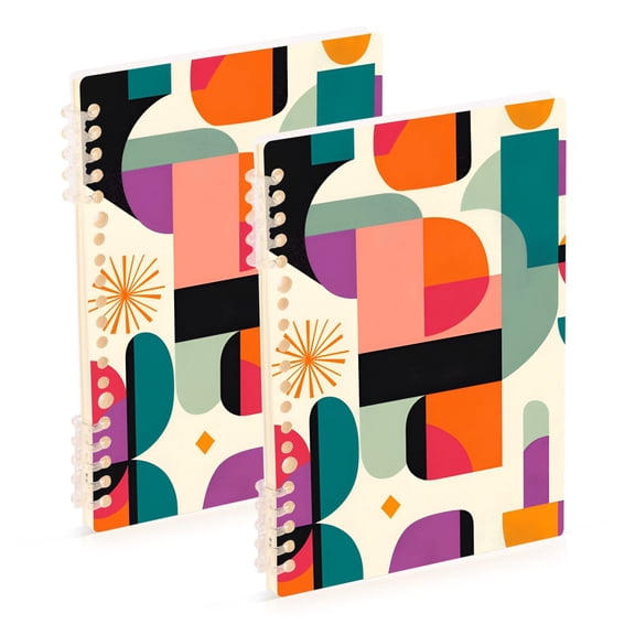 FORMRS 1-Subject Spiral Notebook 8" x 5" College Ruled 60 Refillable Sheet, 2 Pack, Beige Abstract