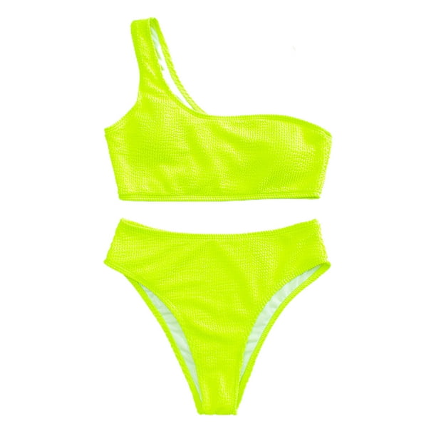 Aofa Women One Shoulder Bikini High Waisted Crop Top Swimsuit Sports Two  Piece Padded Push Up High Cut Bathing Suit