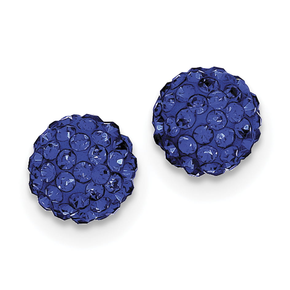 925 Sterling Silver 8mm Dark Blue Czech Crystal Post Stud Earrings Ball Button Fine Jewelry Gifts For Women For Her