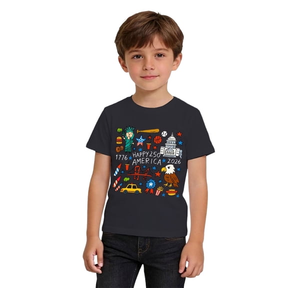 Boys Shirts 4th of July Patriotic Graphic T Shirt Print Short Sleeve Tee Kids Youth Casual Shirt Clothes