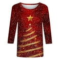 thumbnail image 4 of Womens Christmas Outfit Glitter Snowflake Shirt Womens Tops 3/4 Sleeve Round Neck Casual T Shirt Dressy Trendy Tops, 4 of 4