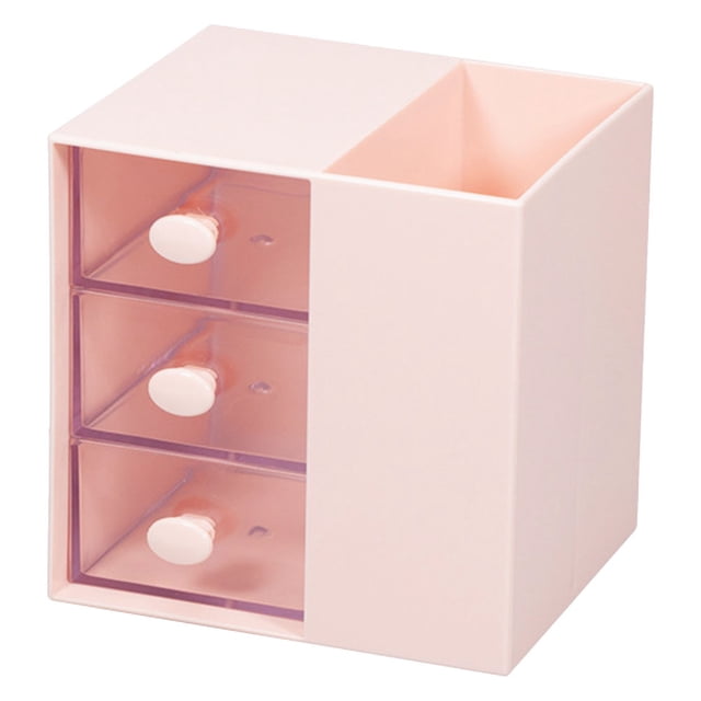 Miangastore Compartment Stationery Container Pink 1Pack 4.7x4.7x3.9in
