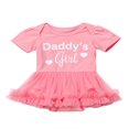 thumbnail image 1 of Daddys Girl Barboteuse à Manches Courtes à Imprimé de Lettres Robe Tutu en Tulle, 1 of 5
