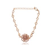 Alilang Golden Tone Single Flower Rhinestone Accented Flower Chain Link Fashion Bracelet