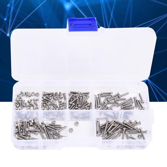 Kit Surtido De 230 Tuercas Y Tornillos M2 De Acero Inoxidable, Juego Combinado De Tornillos, Tuercas Y Arandelas Con Caja De Almacenamiento Para El Hogar, La Oficina, Maquinaria,