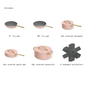 Beautiful by Drew Barrymore 12-Piece Cookware Set with EverGood Ceramic Nonstick Coating and Strainer Lids, Rose