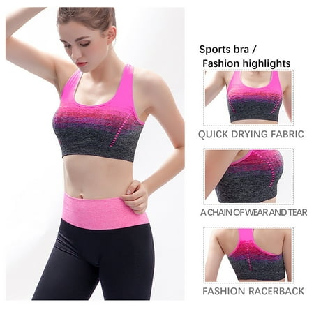 

Himiway Womens Tops Female Yoga Running Bra Vest Sports Bra without Steel Ring Sports Underwear Workout Sets for Women Workout Tops for Women Hot Pink S