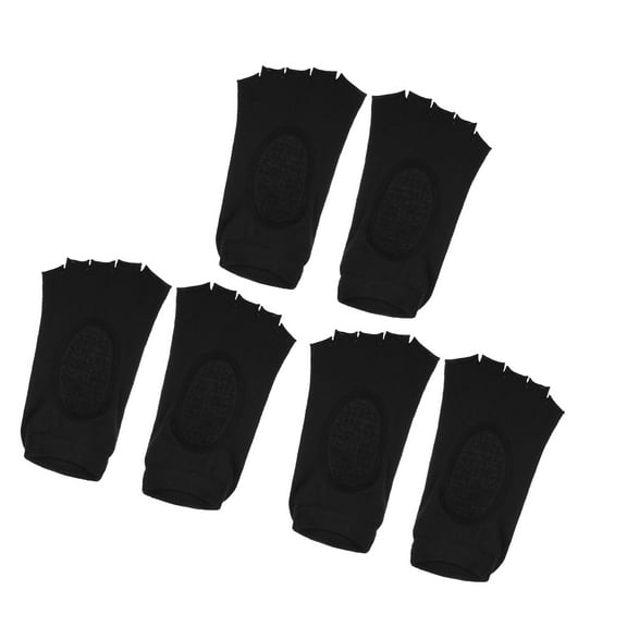 Vocoste 3 Pair Yoga Socks Five Toe Socks Pilates Barre Ballet Socks Non Slip with Grips for Women Black