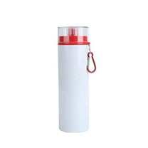 MR.R 20oz Sublimation Blanks Aluminum Water Bottle Sipper Big Mouth with Transparent Cap Red Lid 600ml
