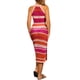 thumbnail image 3 of INSPIRE CHIC Vestido de Verano con Escote Halter de Ganchillo y Rayas para Mujer, Cubierta de Playa, Color Rosa Naranja, 3 of 6