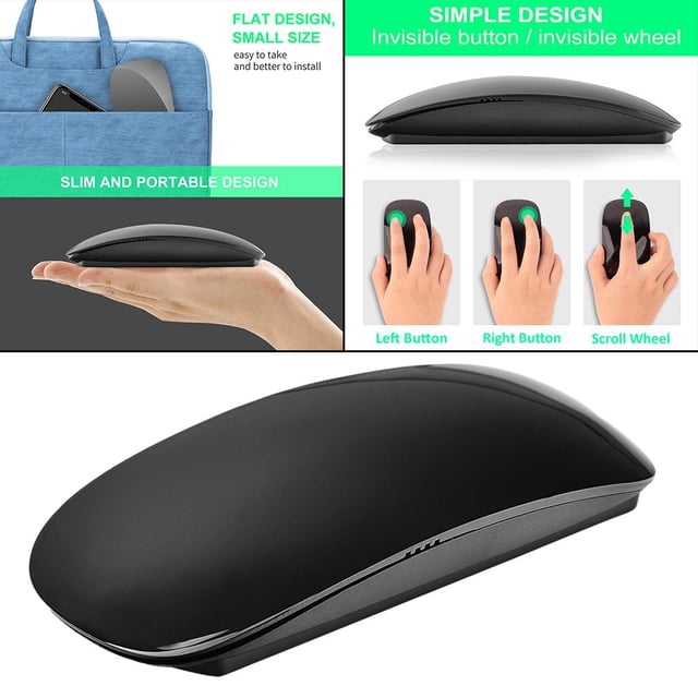 2.4G inalámbrico, mouse, multitáctil, portátil, mouse de oficina, clic silencioso de 1200DPI para PC, computadora portátil, computadora de escritorio - Negro CUTICAT Ratón inalambrico