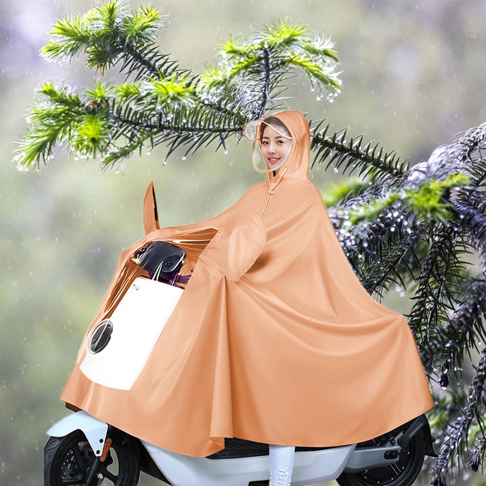 Wswqop Cycling Hooded Rain Cover Bike Full Body Long Raincoat Windproof Motorcycle Rain With Mirror Cover