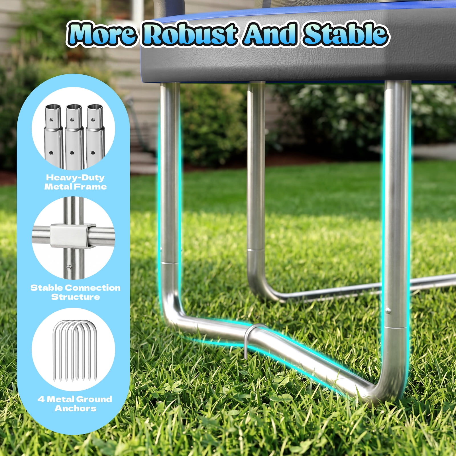 Outdoor Trampoline,Fashionsport Outfitters 8FT/10FT/12FT/14FT Round Jumping Trampoline with Enclosure Net and Ladder,Recreational Backyard Trampolines Anti-Rust for Kids Birthday Gift