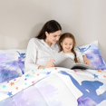 thumbnail image 4 of Castle Fairy Cute Ballerina Print Twin Bedding 7-Piece,Watercolor Silhouette Pattern Bedding Comforter Set,Blue Purple,Grey Reversible, 4 of 7