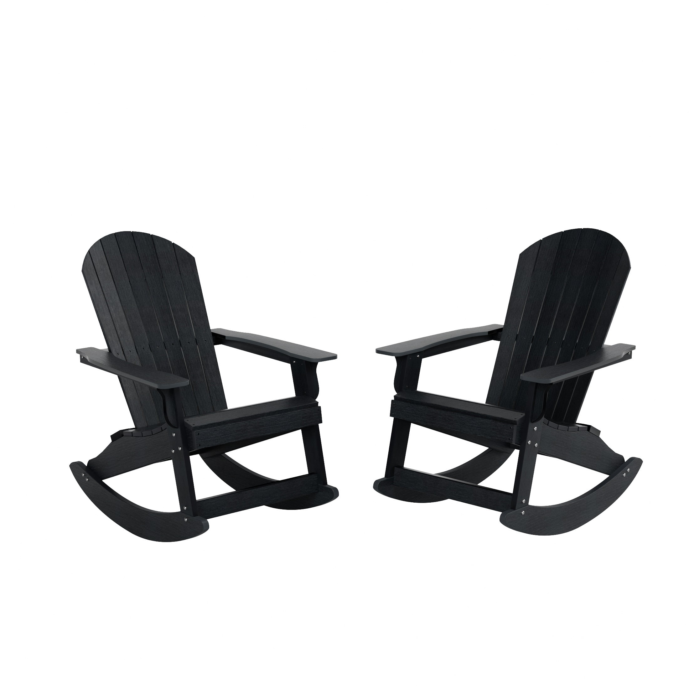 WestinTrends Tuscany HIPS Outdoor Rocking Adirondack Chair (Set of 2), Black