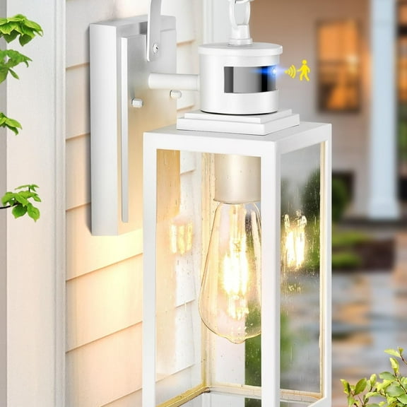 VIANIS 14" Upgrades Motion Sensor Outdoor Porch Light, White Outdoor Wall Light Wall Mount, Waterproof Anti-Rust Exterior Lights for House, Outdoor Light Fixture for Patio, Garage