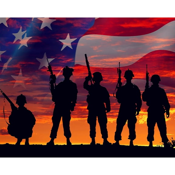 5D Diamond Painting Kits for Adults kids Beginners Paint By Diamond Set  Round Full Drill Craft Diamond Art Painting Art Craft Painting Kit-Sunset American flag soldier