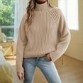 thumbnail image 2 of SGMVNU Fall Outfits For Women 2025 Feel Short Pullover Sweater Fall Solid Color Knit Top Fashion Turtleneck Soft Knit Pullover Sweater Khaki A, 2 of 4