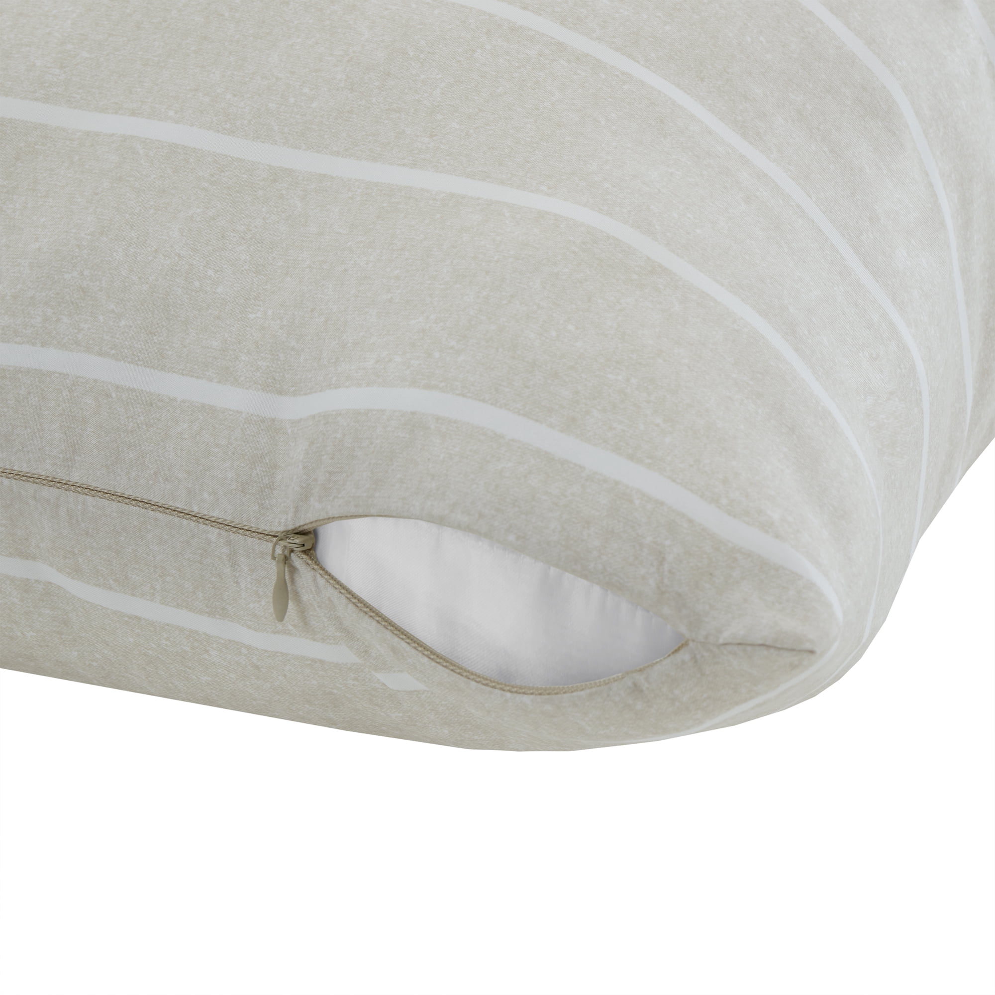 Mainstays Microfiber Body Pillowcase - Beige & White Stripe - 20"x52" - 1 Pack