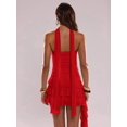 thumbnail image 2 of Women's Solid Color Ruffled Hem Bandeau Dress, Dresses For Women, Red, 2 of 7