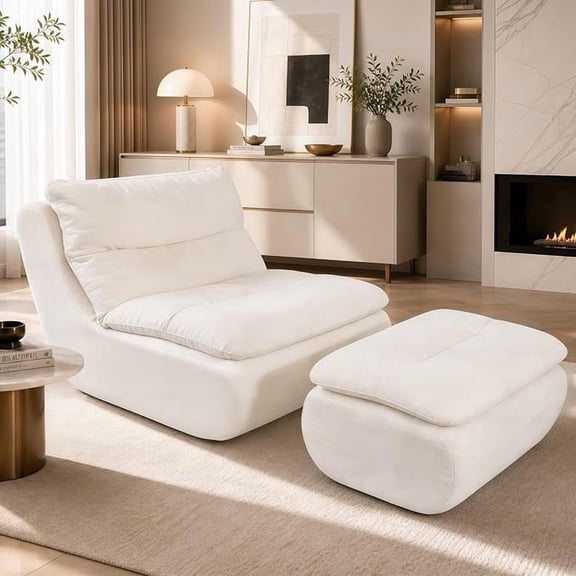 WXJHL Oversized Lazy Floor Sofa with Premium Memory Foam Fill, Cozy Ergonomic Lounge Beanbag for Adults & Kids, Soft Relaxation Chair for Bedroom, Living Room & Dorm, Beige