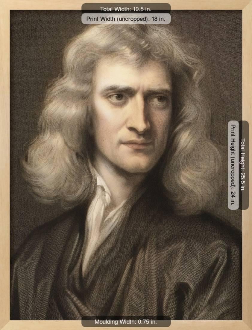 1689 Sir Isaac Newton Portrait Young, Figurative Framed Art