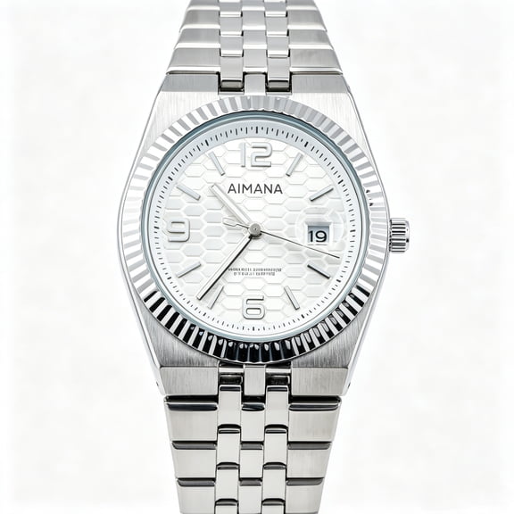 VORSEL Watches for Men Stainless Steel Band Silver Dial 43mm Date