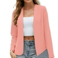 thumbnail image 2 of Sale Clearance 2024 Women's Blazers & Suit Jackets Women's Autumn Solid Color Collarless Slim Fit Long Sleeved Suit Jacket, 2 of 6