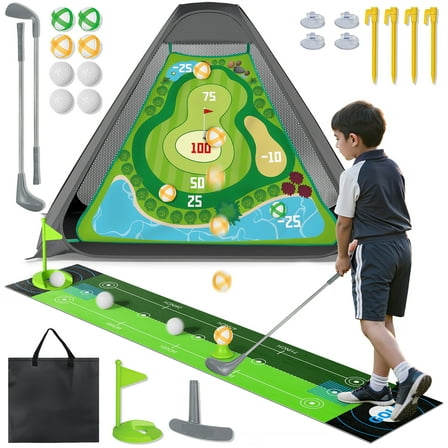 Kids Golf Clubs, Toddler Golf Toy Set with Putting Mat & Sticky Balls, Kids Golf Toys Set for 3-5 Year Old, Indoor Outdoor Sport Toys Gift for Boys Girls 3 4 5 6 Year Old