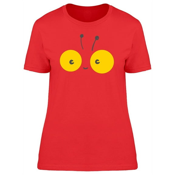 Cute Happy Bee Eyes Doodle T-Shirt Women -Image by Shutterstock, Female Medium