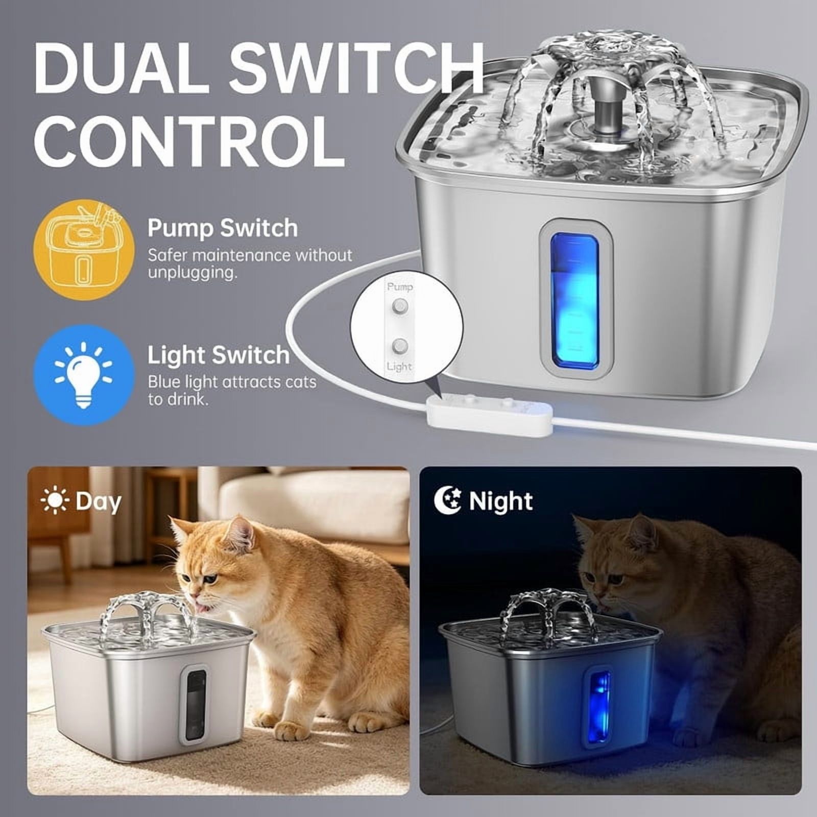 Veken Stainless Steel Automatic Pet Water Fountain photo 7