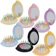 thumbnail image 1 of Happy Trees - Juego de 6 cepillos de pelo de viaje, peine de bolsillo con mini espejo, cepillos de pelo plegables compactos y portátiles, juego de peine y cepillo para mujeres, 1 of 5