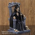 thumbnail image 3 of Kearding Grim Reaper Estatua Fina mano de obra Spooky Grim Reaper sentado en el trono con detalles de guadaña y calavera Decoración de Halloween Kits de decoración para fiestas Kearding HA019232-00, 3 of 6