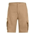 thumbnail image 3 of Men's and Big Men's Cargo Shorts George Multi-Pocket Zipper Elastic Waist Cargo Short, Khaki,XXXL, 3 of 5
