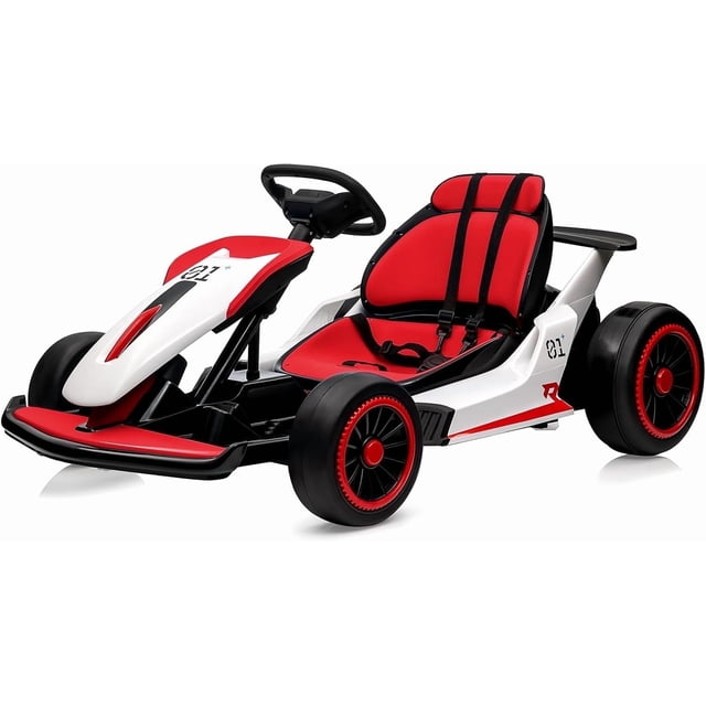 GARVEE Kart Eléctrico para Niños Batería de 24 V y 7 Ah, 2 Motores de 150 W, Juguete Ride On para Exteriores, Rojo