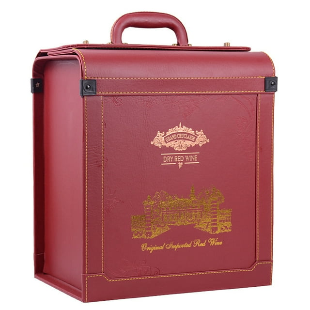 Wine Bottle Box Creative Faux Leather 6 Bottles Wine Carrier Case Wine Gift Box