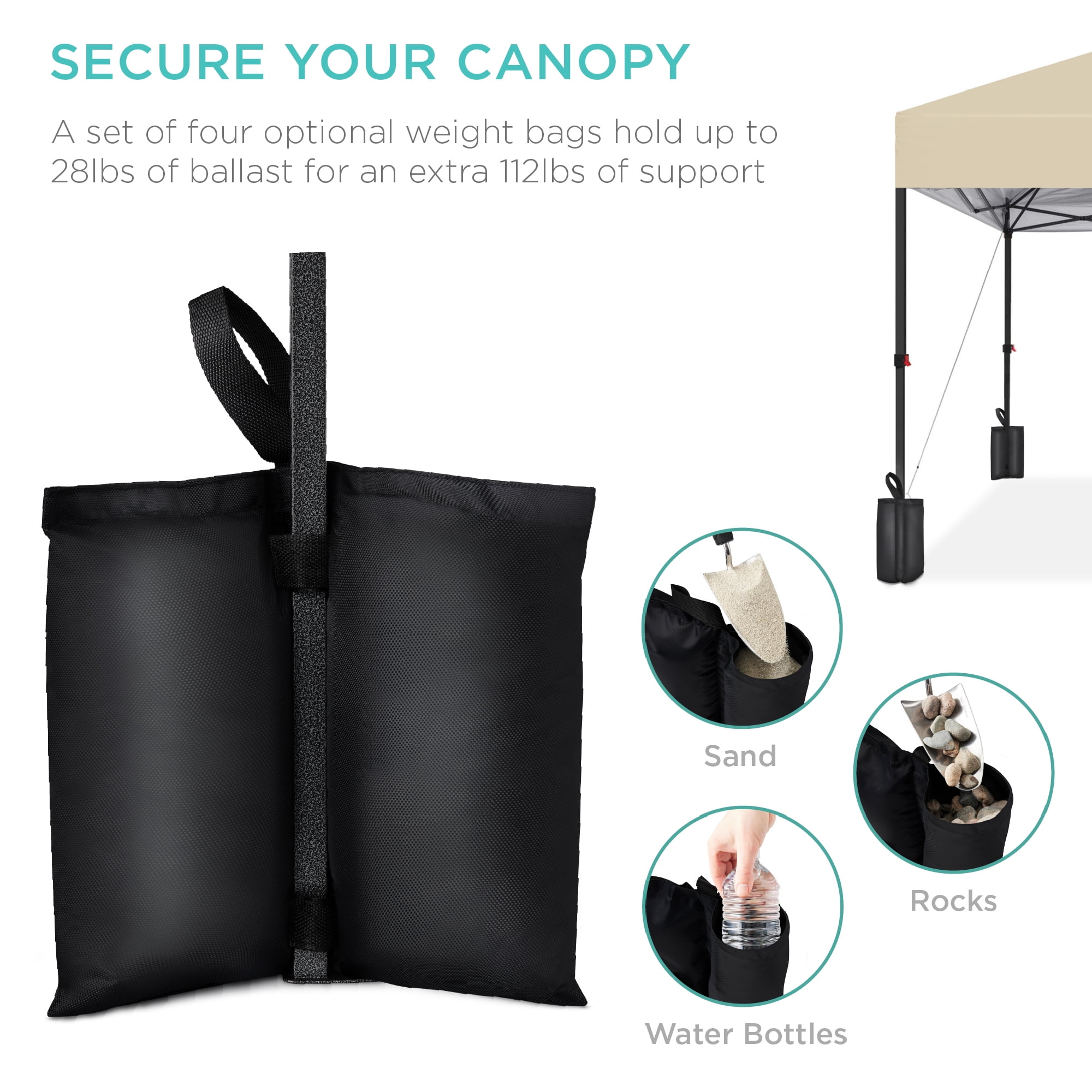 Best Choice Products 10x10ft Easy Setup Pop Up Canopy w/ 1-Button Setup, Wheeled Case, 4 Weight Bags - Sand