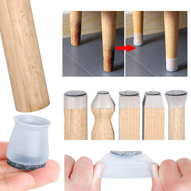 Protector de patas de silla de silicona para pisos de madera (Ajuste: 3 - 5 cm), 32 Piezas de Tapas de Silicona para Patas de Silla con Almohadillas de Fieltro para Mover Libremente los Pies de la Silla y Reducir el Ruido oso de fresa Electrónica