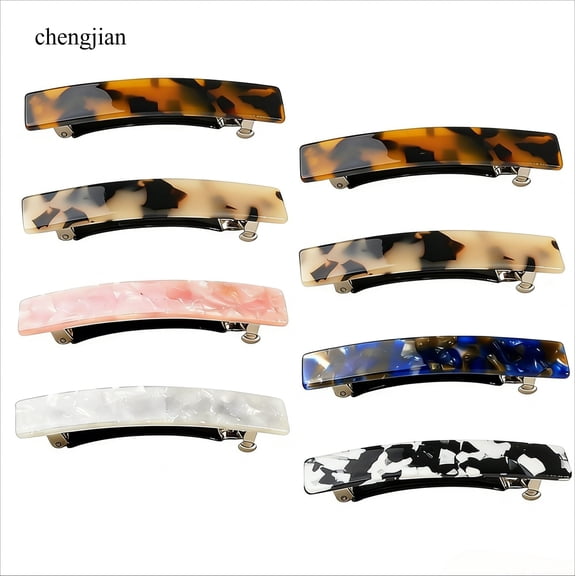 Hair Barrettes for Women, 8 Pcs Barrettes for Fine Thin Thick Hair, 3 Inch Acetate Small Clips Barrette No Slip, French Tortoise Shell Womens Girls Accessories