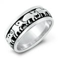 thumbnail image 1 of Polished Connected Elephant Animal Ring .925 Sterling Silver Band Jewelry Female Male Unisex Size 8, 1 of 4