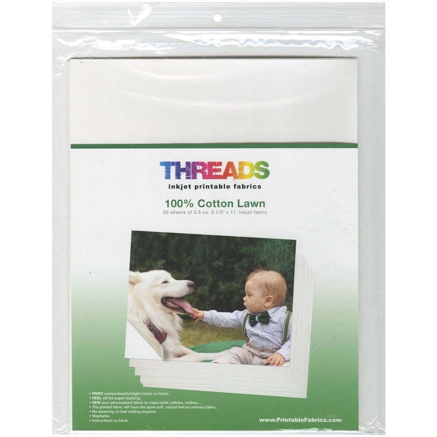 THREADS Inkjet Printable Fabric Sheets, 8.5" x 11", 30pk