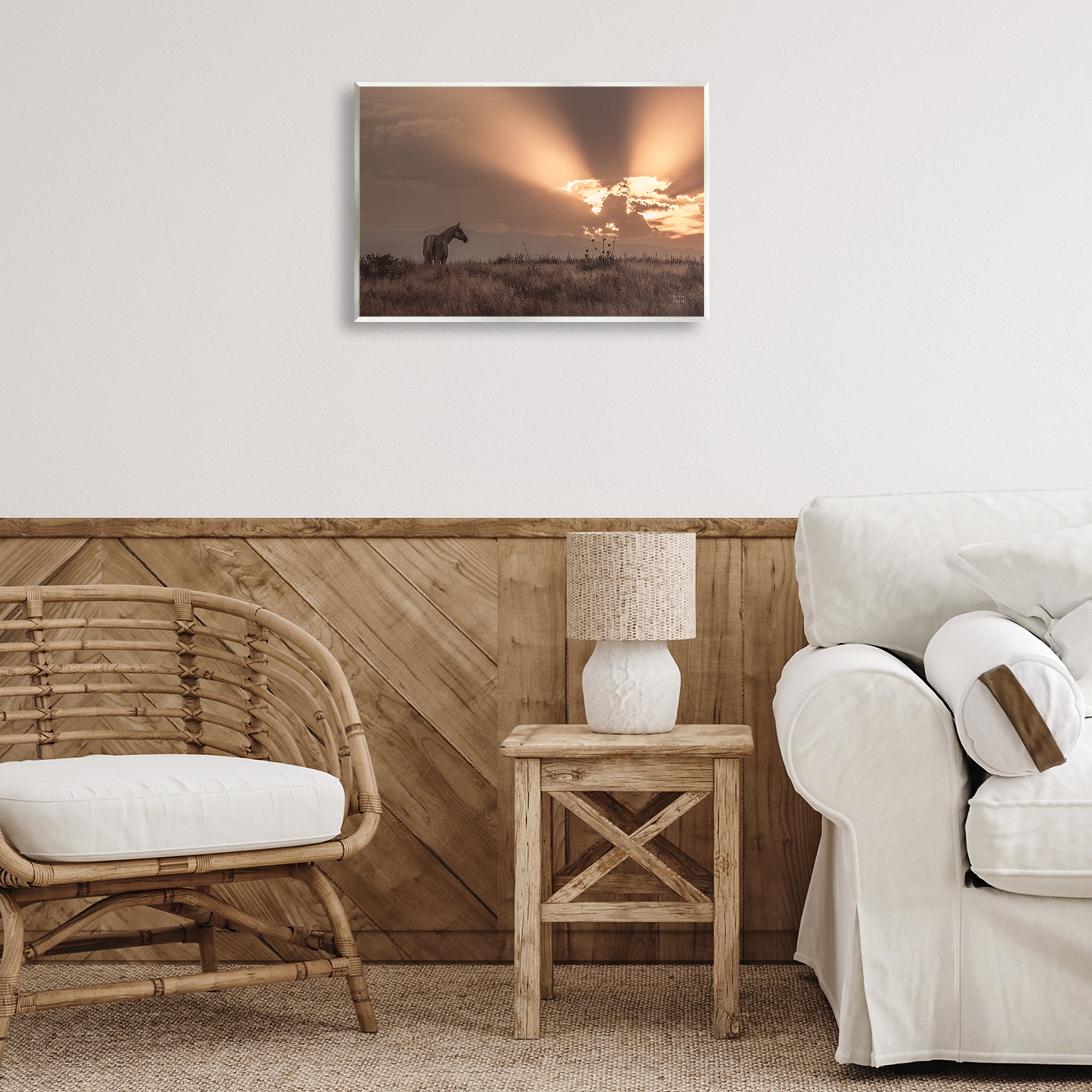 Stupell Industries Faded Sunset with Horse Landscape & Nature Photography Unframed Art Print Wall Art, 19 x 13