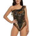 thumbnail image 4 of Daiia Tiger In The Fallen Leaf Forest Women's One Piece Swimsuits Personalized One Shoulder Swimwear Asymmetric Ruffle Bathing Suits-X-Large, 4 of 8