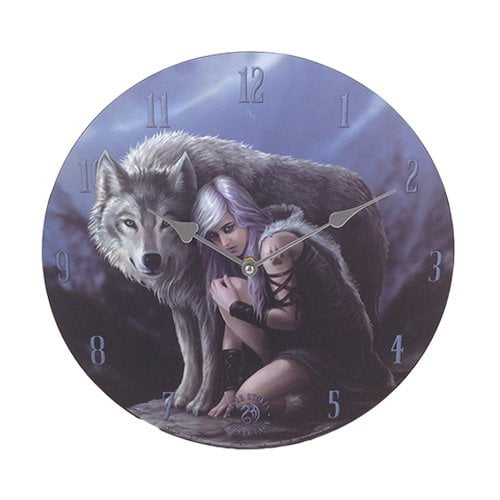 Night Forest Wall Clock By Anne Stokes Wolf Moon Vine Roots Fantasy Gothic . 