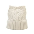thumbnail image 2 of WTXUE Beanie Knit Hat Cat Ear Hat Cute Cat Knitted Hat Winter Knit Cable Hat for Women Girls Thick Fleece Lined Hat Soft Warm Hat Winter Hat Beige One Size, 2 of 4