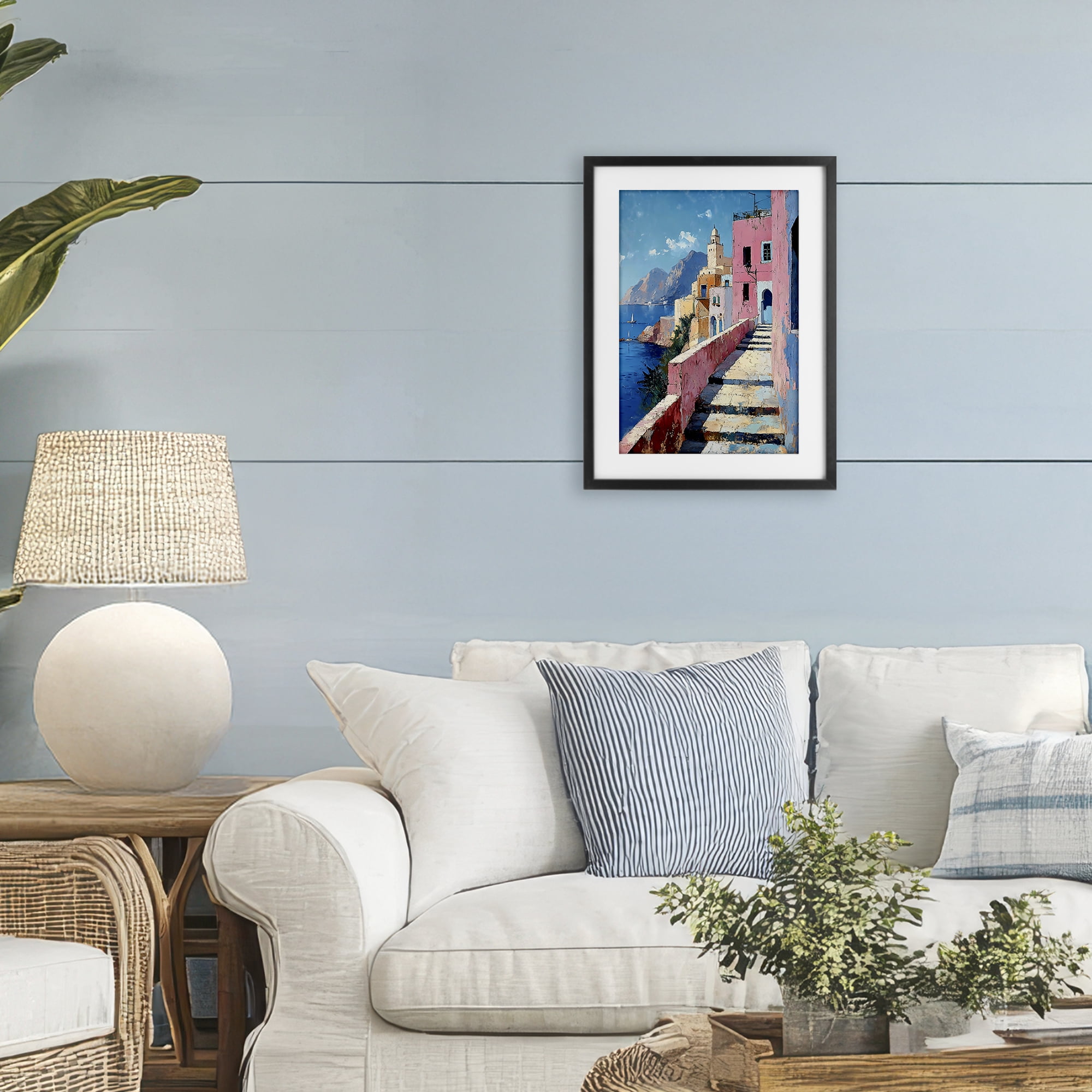 Stupell Industries Coastal Village's Sunlit Pathway Black Framed Print Under Glass, design by Creative Studio